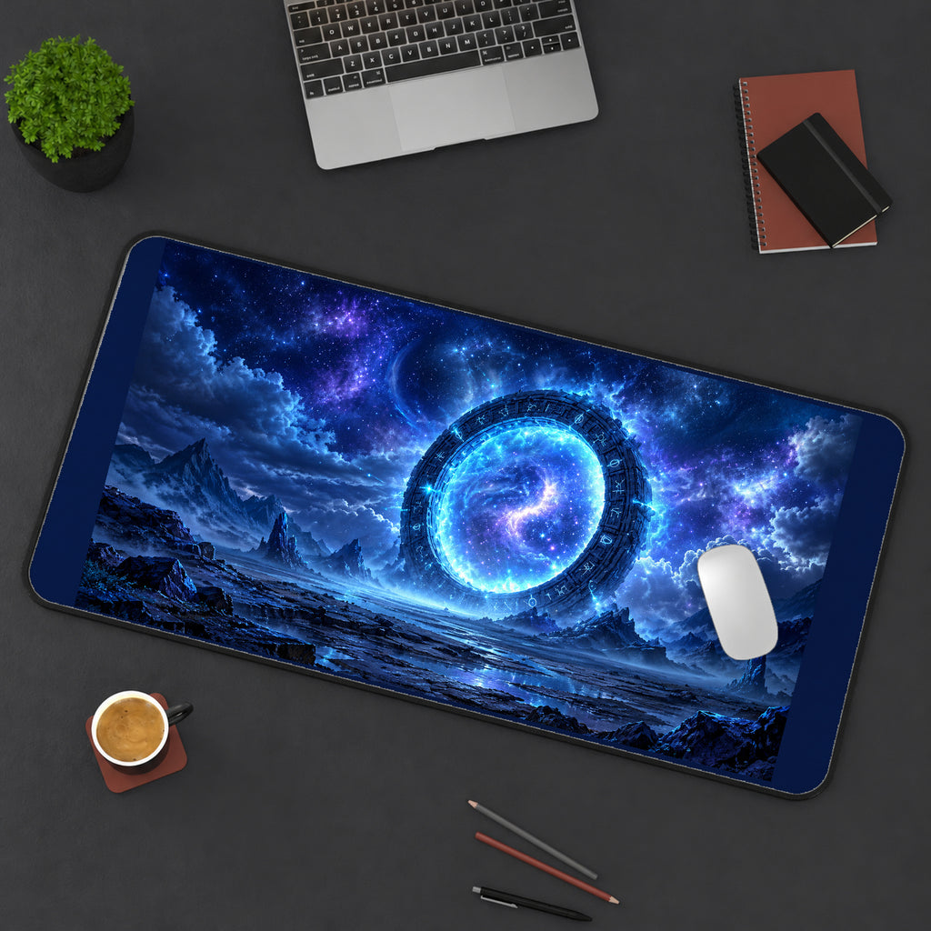 Blue Cosmic Ring Portal desk mat — product mockup 3