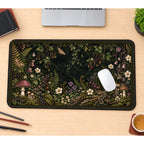 Dark Woodland Mushroom Wreath desk mat — product mockup 1