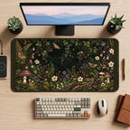 Dark Woodland Mushroom Wreath desk mat — product mockup 2