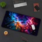Vibrant Deep Space Nebula desk mat — product mockup 3