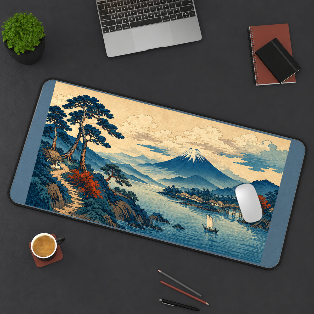 Mount Fuji and Blue Lake desk mat — product mockup 3