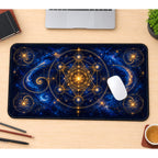 Golden Cosmic Sacred Geometry desk mat — product mockup 1