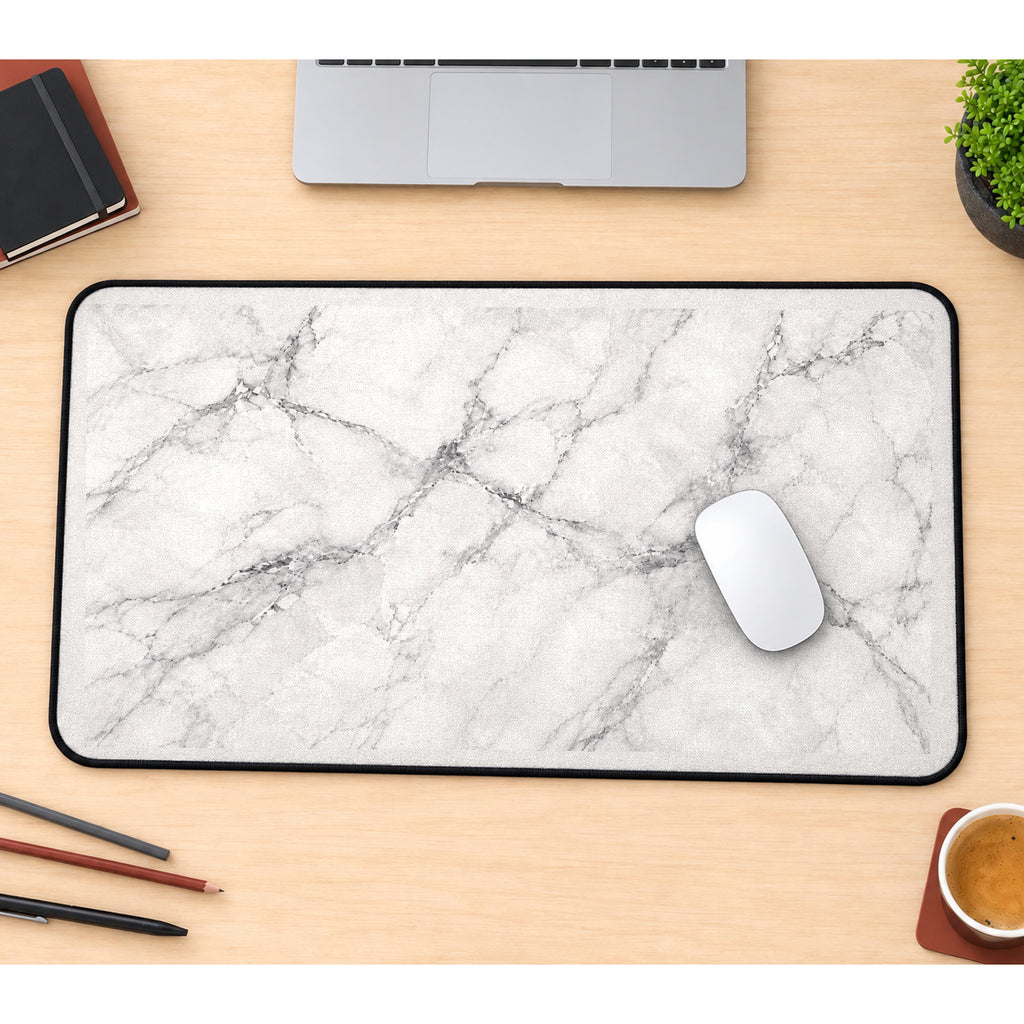 White Marble Vein Pattern desk mat — product mockup 1