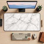 White Marble Vein Pattern desk mat — product mockup 2