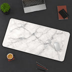 White Marble Vein Pattern desk mat — product mockup 3