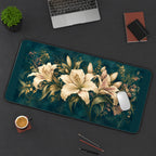 Vintage Ivory Lily Bouquet desk mat — product mockup 3