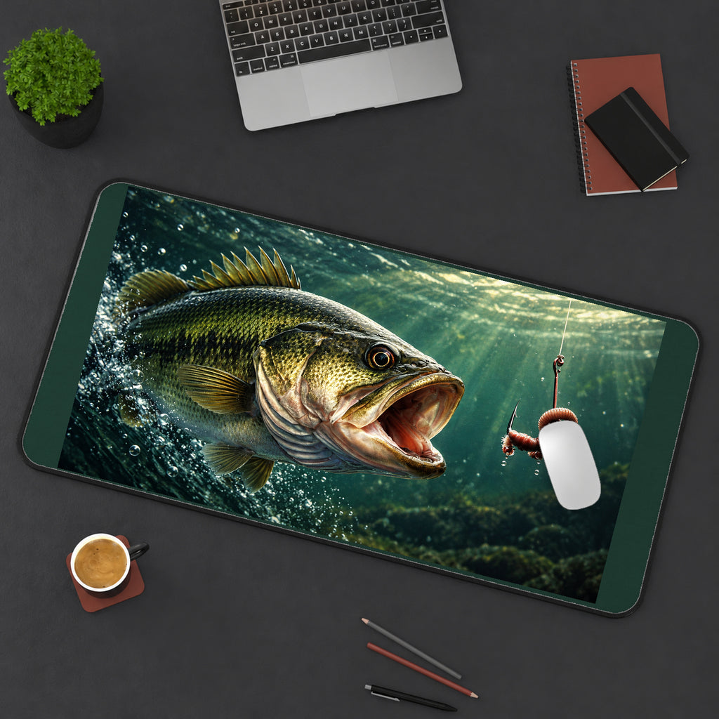 Largemouth Bass and Bait desk mat — product mockup 3