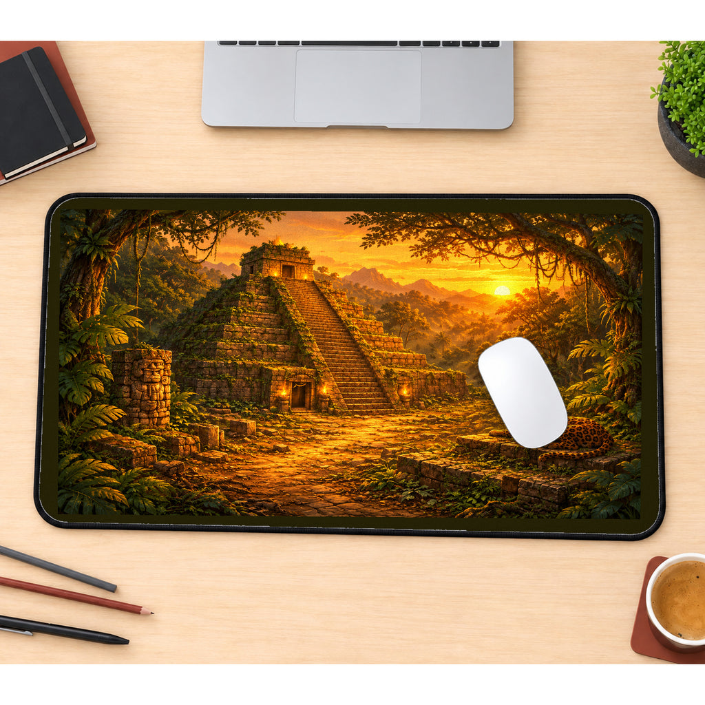 Jungle Pyramid at Sunset desk mat — product mockup 1