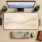 Soft Beige Flowing Waves desk mat — product mockup 2