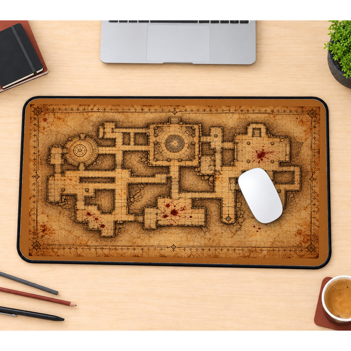 Antique Dungeon Floor Map desk mat — product mockup 1