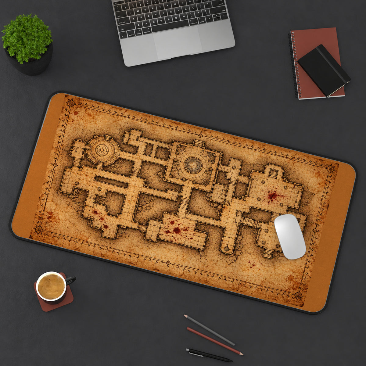 Antique Dungeon Floor Map desk mat — product mockup 3