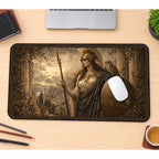 Athena with Owl and Shield desk mat — product mockup 1