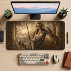 Athena with Owl and Shield desk mat — product mockup 2
