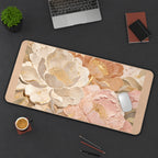 Cream and Blush Peonies desk mat — product mockup 3