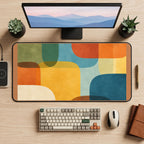 Rounded Retro Color Blocks desk mat — product mockup 2