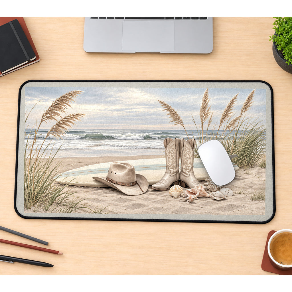 Cowboy Boots by the Shore desk mat — product mockup 1