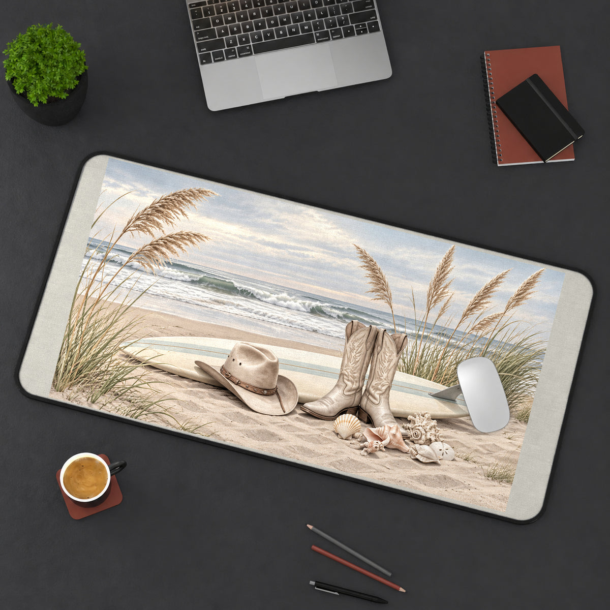 Cowboy Boots by the Shore desk mat — product mockup 3