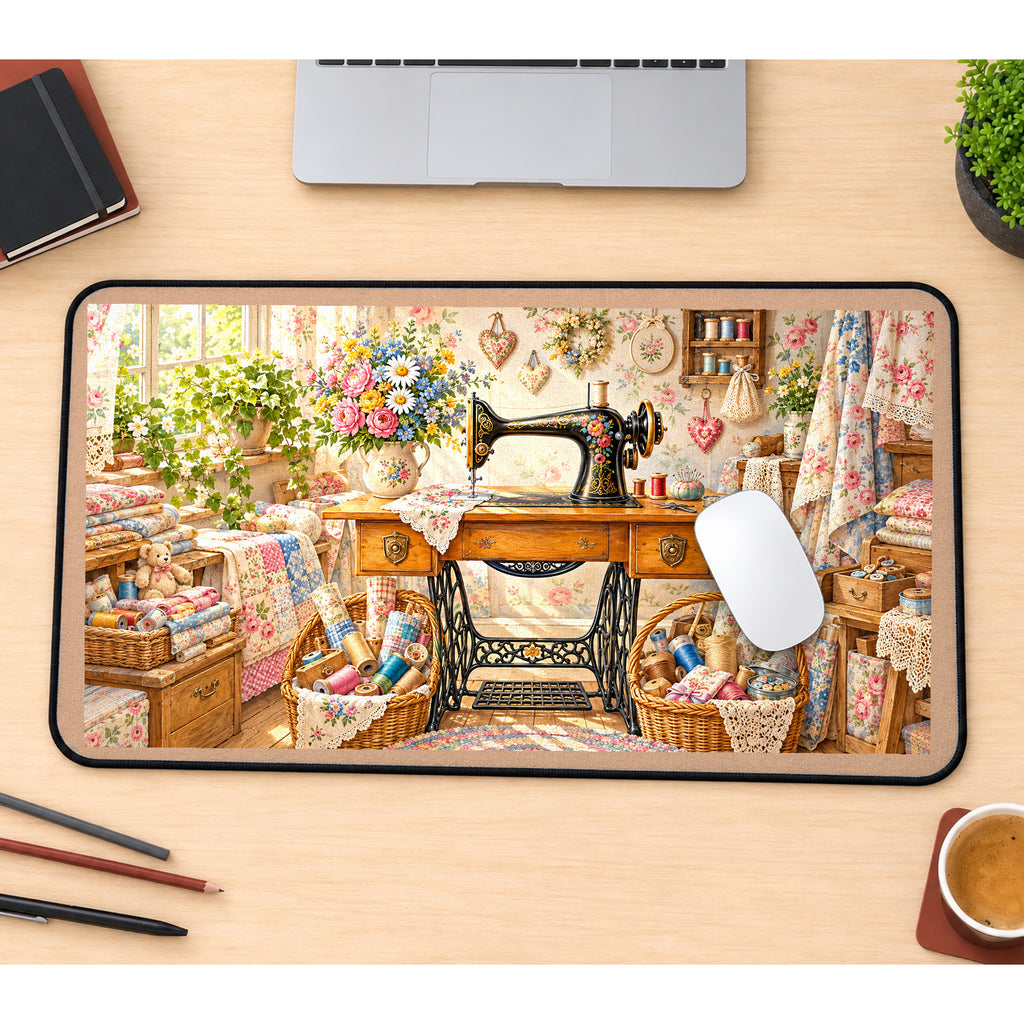 Vintage Sewing Room desk mat — product mockup 1