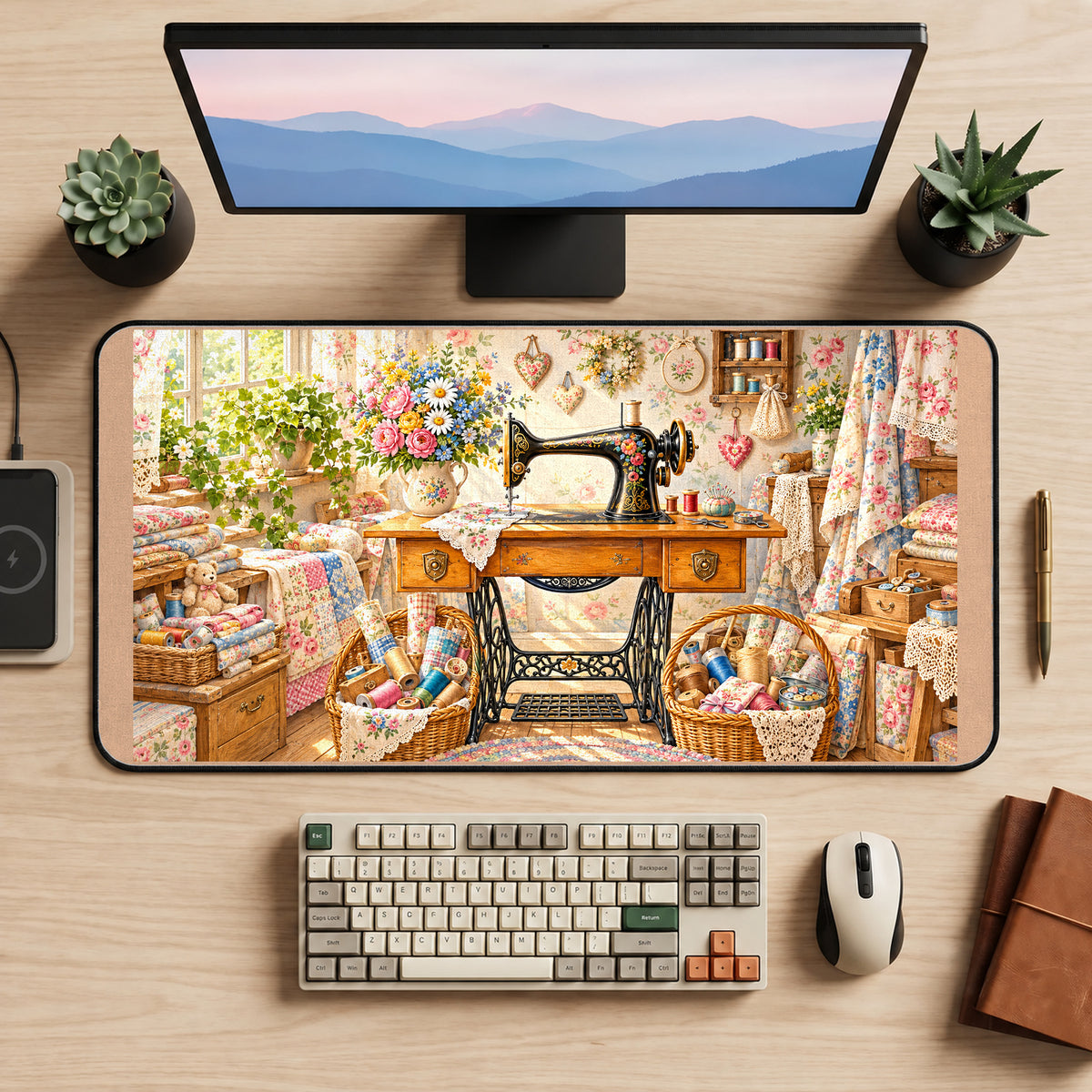 Vintage Sewing Room desk mat — product mockup 2