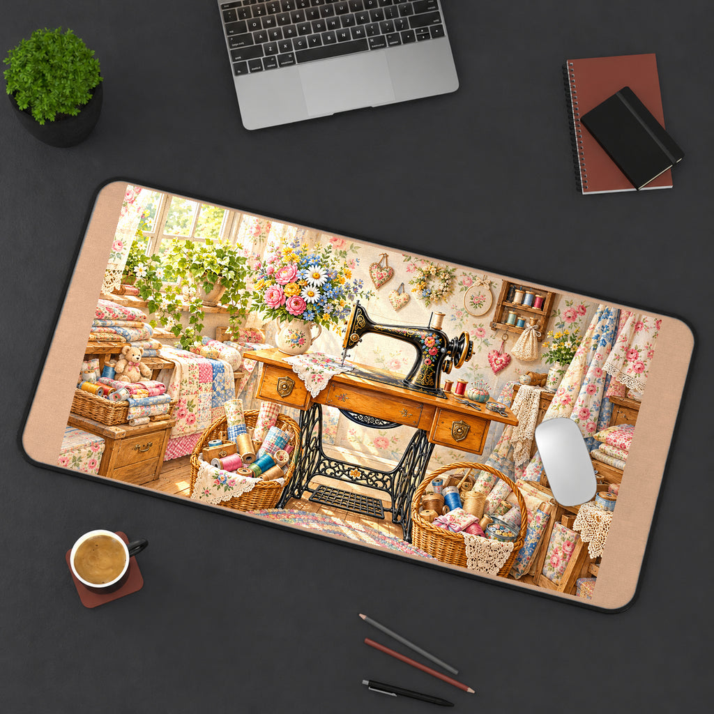 Vintage Sewing Room desk mat — product mockup 3