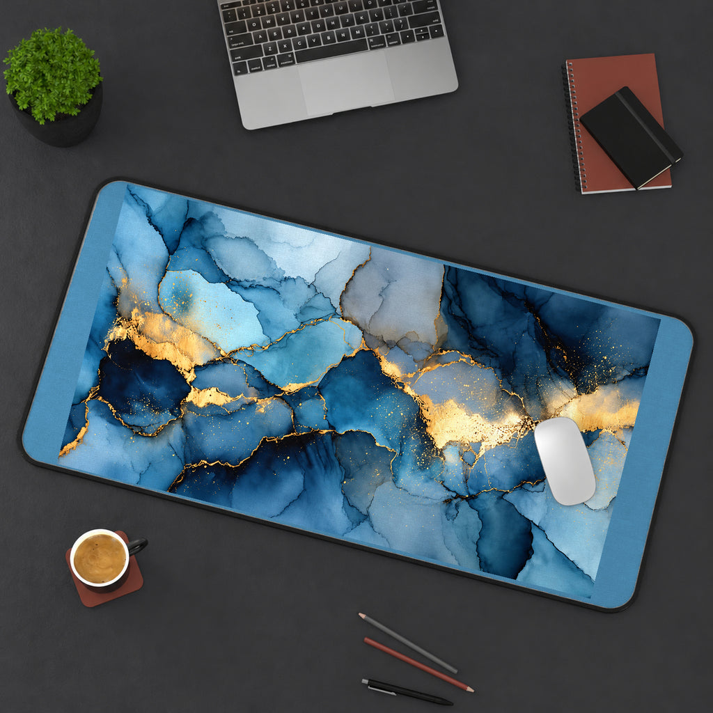 Deep Blue and Gold Marble desk mat — product mockup 3