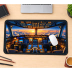 Airplane Cockpit at Sunset desk mat — product mockup 1