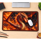 Fire Dragon in Glowing Embers desk mat — product mockup 1