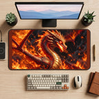 Fire Dragon in Glowing Embers desk mat — product mockup 2