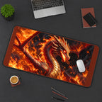 Fire Dragon in Glowing Embers desk mat — product mockup 3