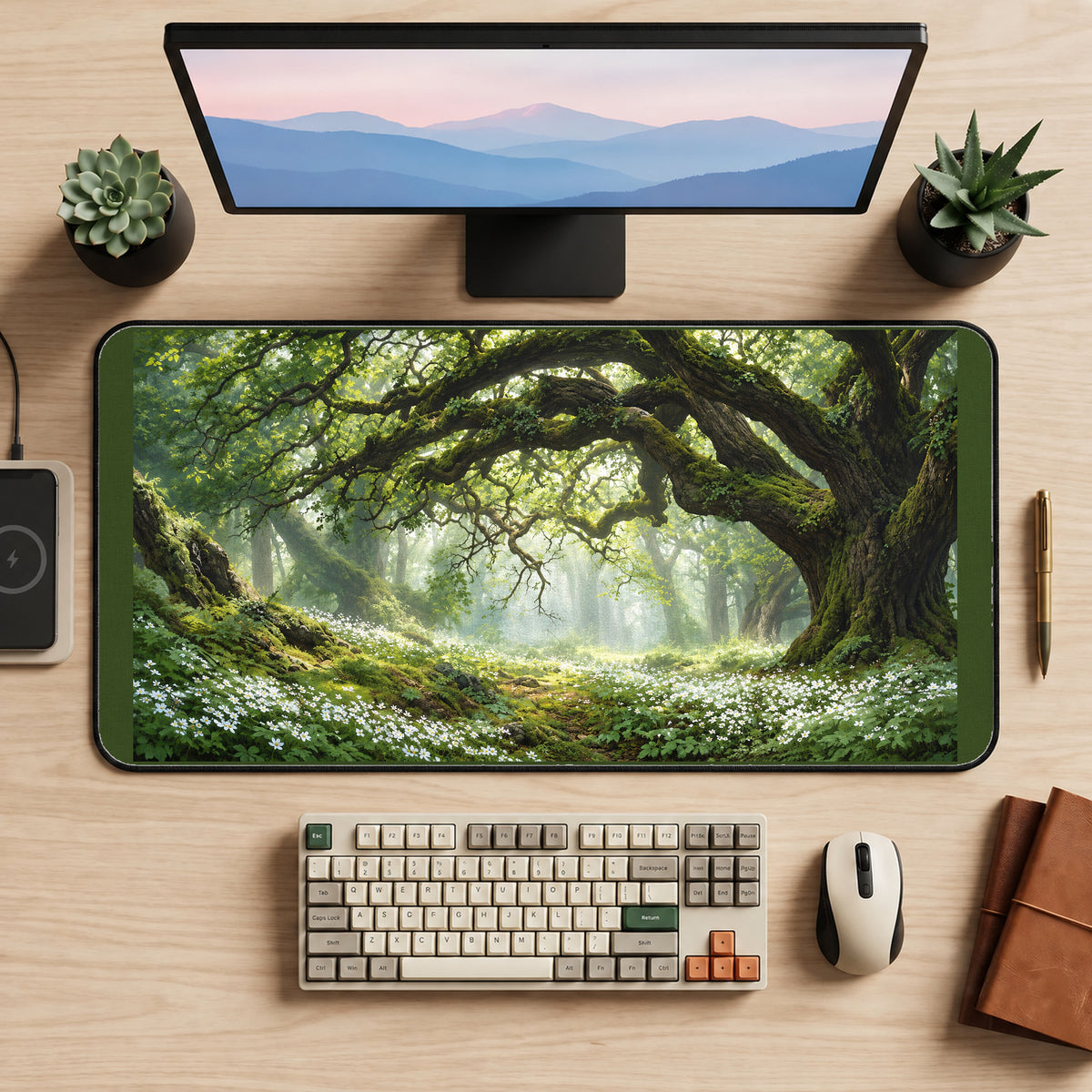 Ancient Forest Archway desk mat — product mockup 2