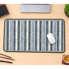 Navy and Cream Ticking Stripes desk mat — product mockup 1