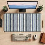 Navy and Cream Ticking Stripes desk mat — product mockup 2