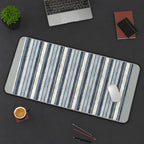 Navy and Cream Ticking Stripes desk mat — product mockup 3