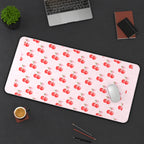 Tiny Cherry Pairs on Pink desk mat — product mockup 3