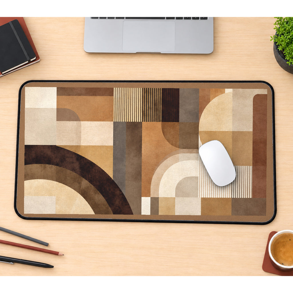 Earth Tone Geometric Arches desk mat — product mockup 1