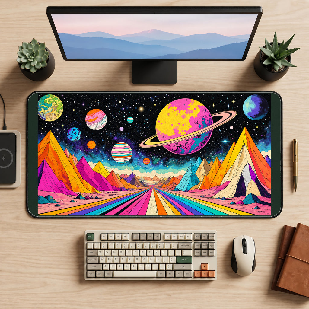Psychedelic Planet Highway desk mat — product mockup 2