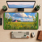 Red Barn and Sunflower Field desk mat — product mockup 2