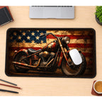 Vintage Motorcycle and Flag desk mat — product mockup 1