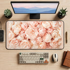 Soft Blush Peony Bouquet desk mat — product mockup 2