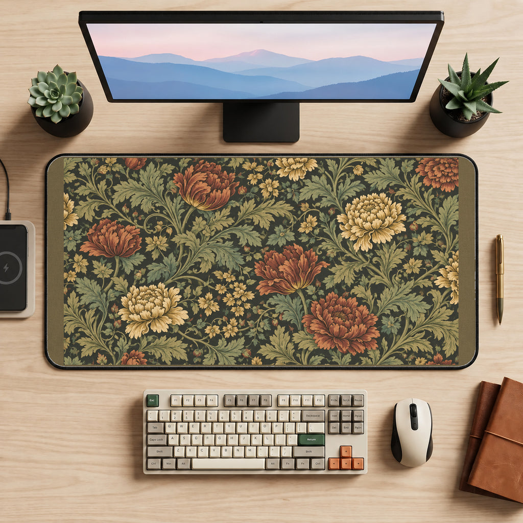 Vintage Garden Floral Repeat desk mat — product mockup 2