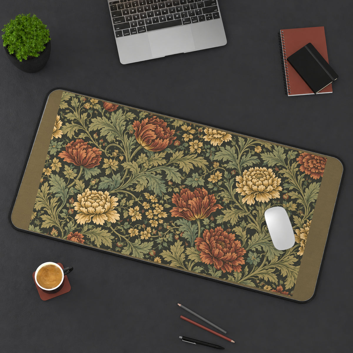 Vintage Garden Floral Repeat desk mat — product mockup 3