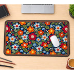 Colorful Folk Flower Stitch Pattern desk mat — product mockup 1