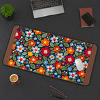 Colorful Folk Flower Stitch Pattern desk mat — product mockup 3