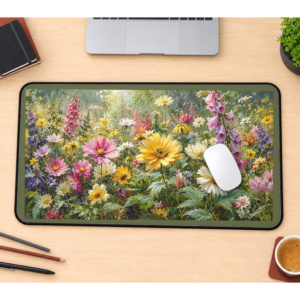 Sunlit Cottage Wildflower Meadow desk mat — product mockup 1