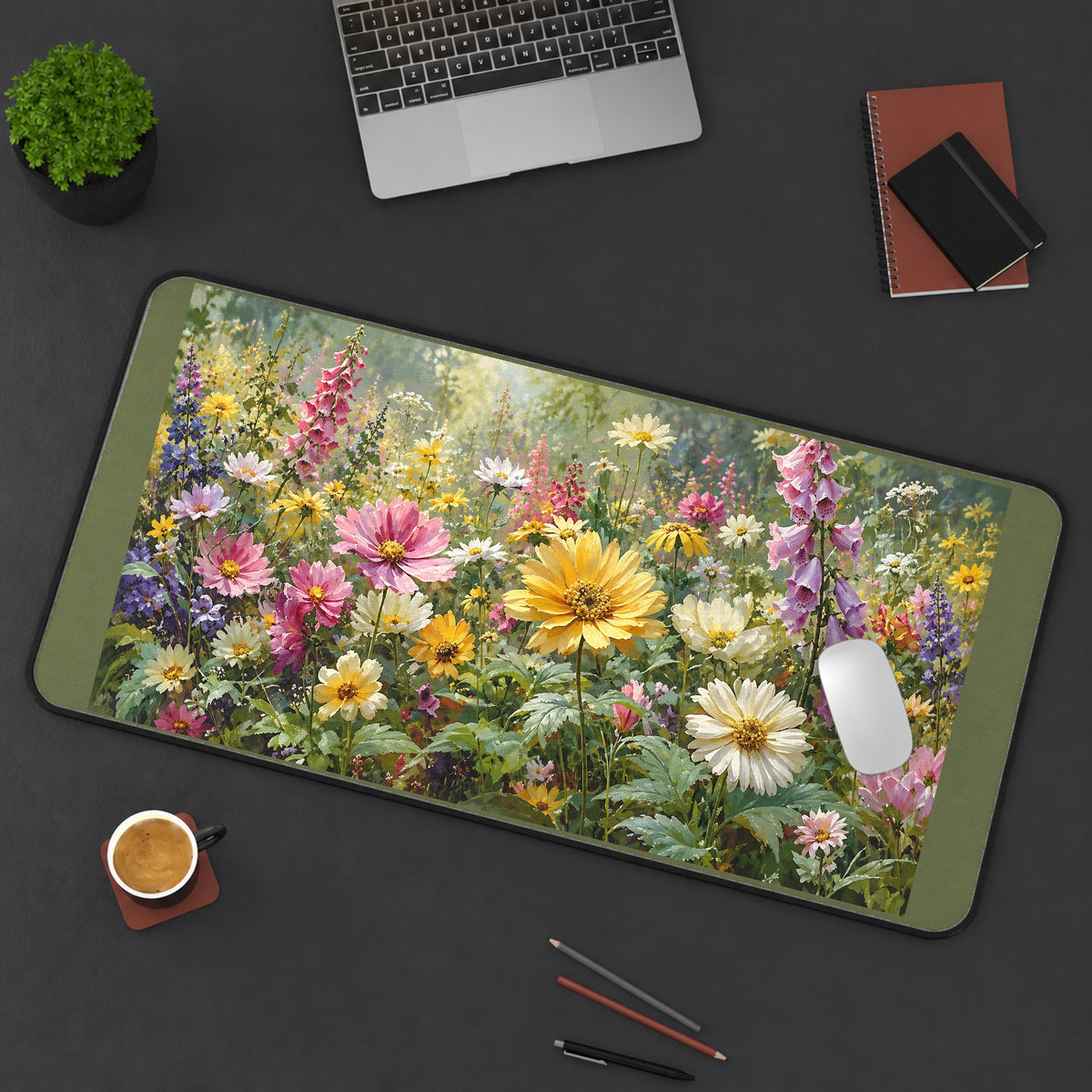 Sunlit Cottage Wildflower Meadow desk mat — product mockup 3