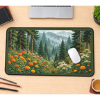 Forest Meadow with Orange Flowers desk mat — product mockup 1