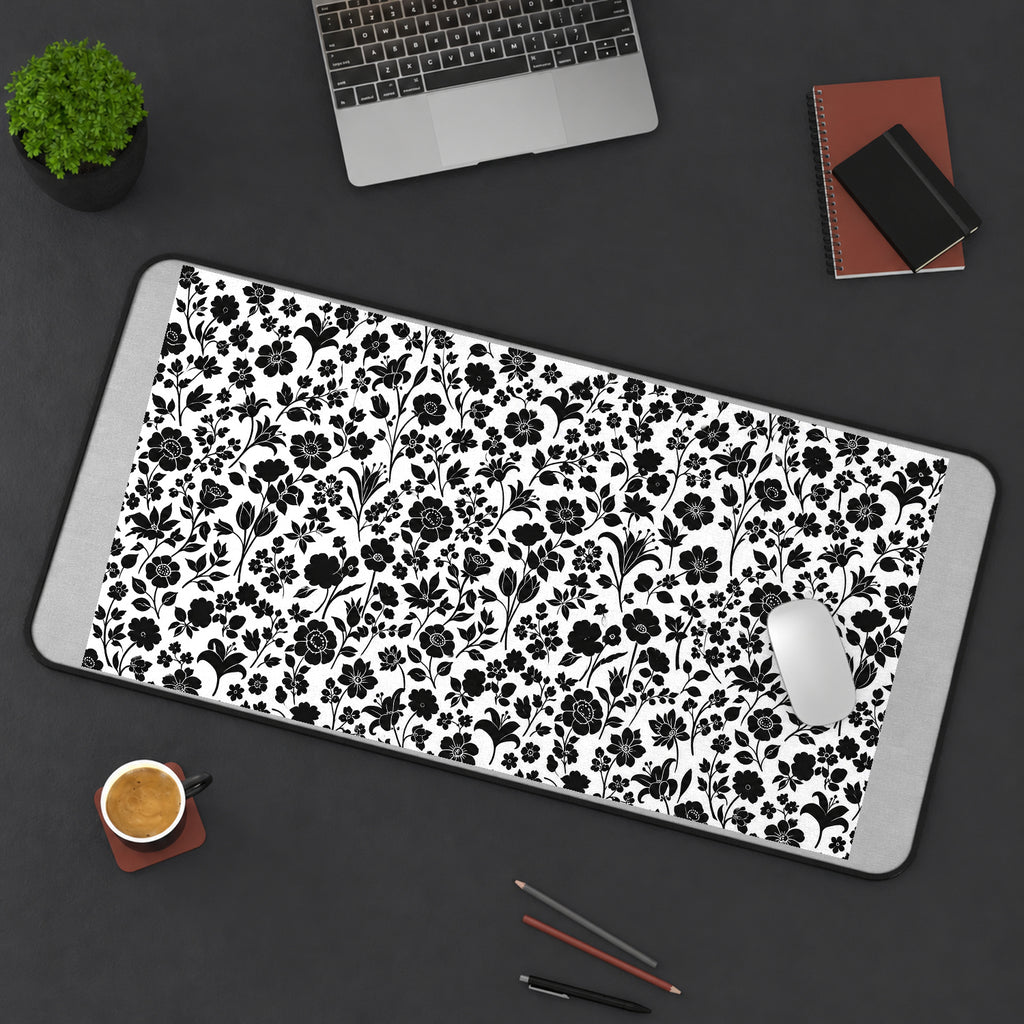 Black Botanical Silhouettes desk mat — product mockup 3