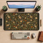 Raccoons in a Folk Flower Garden desk mat — product mockup 2