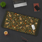 Raccoons in a Folk Flower Garden desk mat — product mockup 3