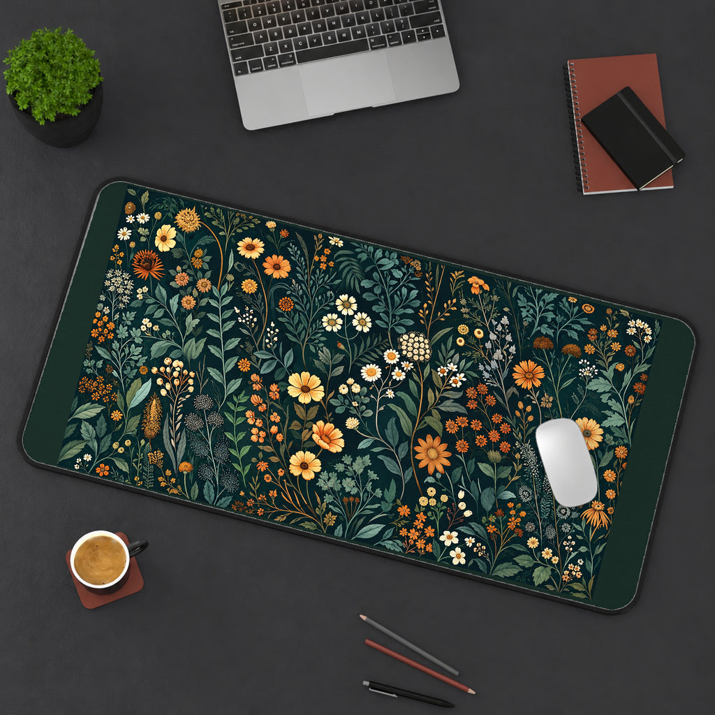 Dark Garden Wildflower Repeat desk mat — product mockup 3